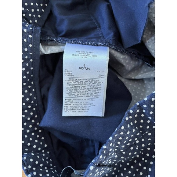Gap Navy Blue Slim Cropped Polka Dot Flat Front Stretchy Trouser Pants Size 8 - Picture 6 of 6